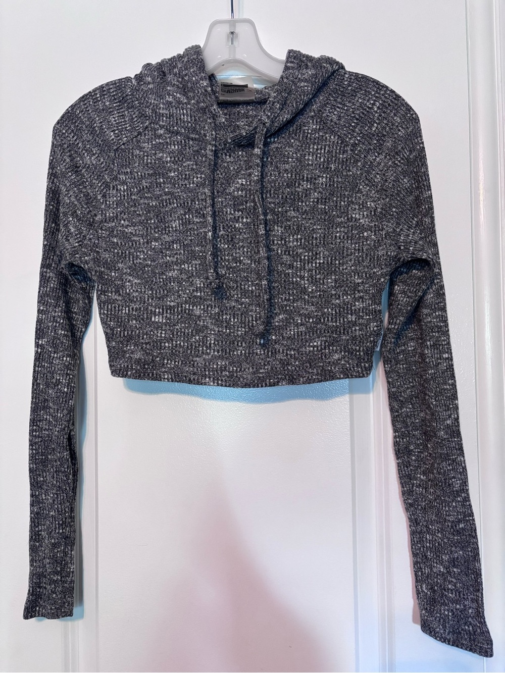 Gym Shark Women's Cropped Hooded Knit Top - Gray Small